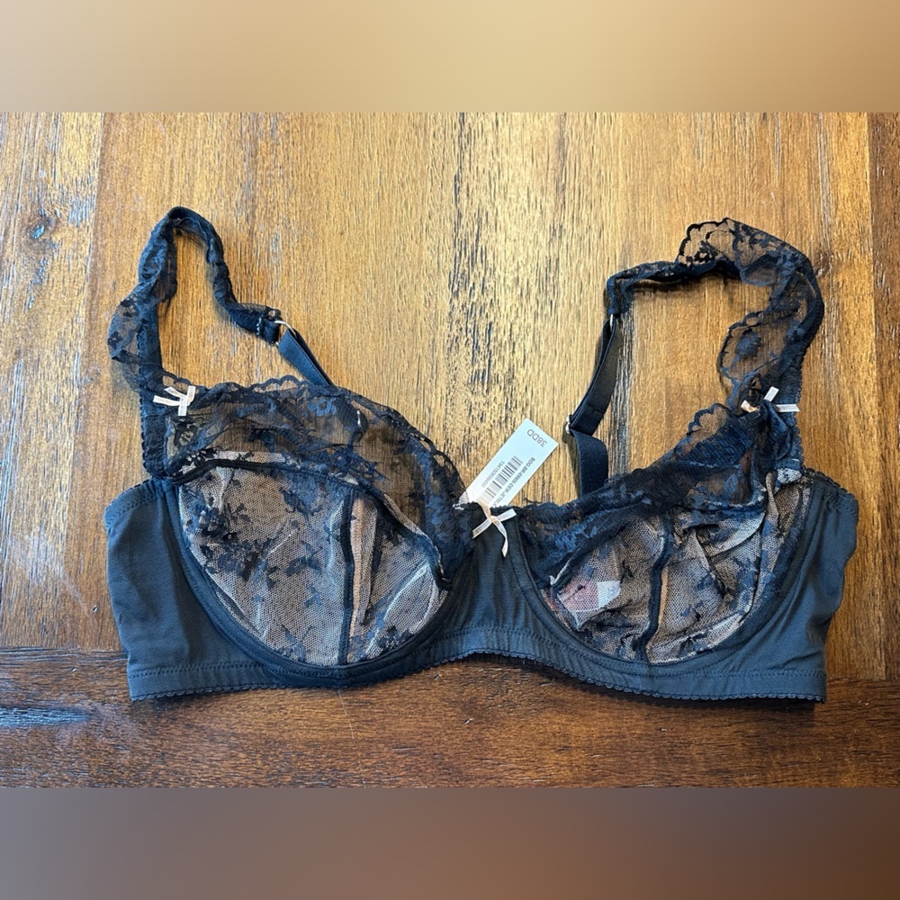 Adore Me Elegant Nude with Black Lace Bra- size 38 DD